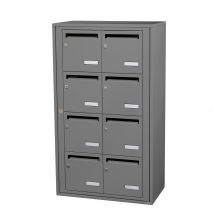 Bloc Collectif Leabox.com, 2x4, Grade 3, Simple Face, Intérieur, Fixation Murale, Gris Poussière Ral 7037 Finition Brillante - Bricoman