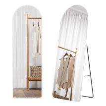 Emke Miroir Sur Pied 160 X 60 Cm – Miroir Pleine Longueur Avec Cadre Blanc Et Film Anti-explosion, Idéal Pour Salon Ou Chambre - Bricoman