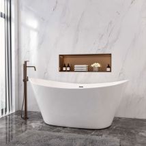 Baignoire Îlot Ovale 150x72cm, Blanc Brillant, En Acrylique, Avec Vidage Trop-plein - Bricoman