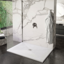 Receveur De Douche 80x100 Cm Extra Plat Dexa En Résine Surface Ardoisée Blanc Grille Inox - Tecnomat