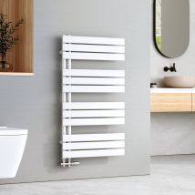 Emke Radiateur Sèche-serviettes À Eau Chaude - Panneau Plat Blanc Brillant - Raccordement Bas - 639 W, 1041 X 600 Mm - Bricoman