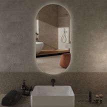 Miroir De Salle De Bain Ovale 50x100 Réversible Rétro-éclairé À Led - Bricoman