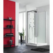 Cabine De Douche Hydromassante Kinedo Horizon 80x80 Hauteur Du Receveur De Douche 12cm 1 Porte Pivotante Finition Acier Fabriquée En France - Bricoman