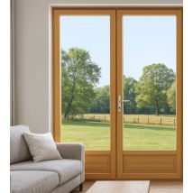Porte Fenetre Bois 2 Vantaux H205 X L140 Cotes Tableau Gd Menuiseries - Bricoman