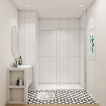 Aica Paroi De Douche À L'Italienne 50x200cm,paroi De Douche Walk-in,en Verre Anticalcaire 8mm,avec Une Barre Standard(140cm,recoupable) - Tecnomat