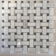 Albedo Pierre - Mosaïque Tissage Panier En Marbre Blanc - Noir - Bricoman