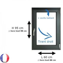 Fenêtre Pvc 1 Vantail H 95 X L 60 Cm Ob Anthracite Pour Pose En Neuf - Tirant Droit - Bricoman