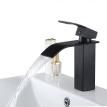 Auralum Max Mitigeur Lavabo Cascade Monocommand Robinet Pour Lavabo Et Vasque Salle De Bain Robinetterie Mitigeur Eau Et Froide Laiton Noir,m - 
