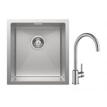 Cecipa Max Évier De Cuisine 1 Bac 40x44x19 Cm Évier Inox Brossé + Mitigeur De Cuisine En Inox Brossé - Bricoman