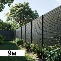 Kit Clôture Ajourée Aluminium Olinda Anthracite 9,20x1,8m - Lames Ajourées 21x45x1780 Mm - Brise Vue - Palissade - Bricoman