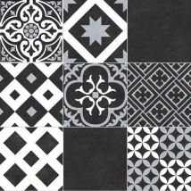 Sol Vinyle Effet Carreaux Noir Et Blanc - Rouleau De 2m X 6m - Tecnomat