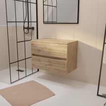 Meuble De Salle De Bains 80 Cm À Tiroirs Avec Plan Finition Chêne Naturel - Timber - Bricoman