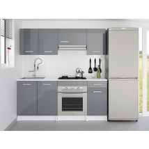 Cuisine Complète - Avec Plan De Travail 180 Cm - Gris Brillant Et Blanc - Trattoria - Tecnomat