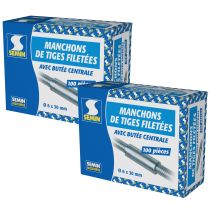 Manchons Pour Tige Filetée 6 X 30 Mm Semin, Boite De 100 (lot De 2) - Tecnomat