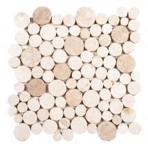 Mosaïque Mur Ronde Pierre Reconstituée Blanc 30x30cm (vendu À L'Unité) - Ro'ma Nature - Bricoman