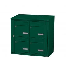 Bloc Collectif Leabox.com, 2x2, Grade 3, Simple Face, Extérieur, Fixation Murale, Vert Mousse Ral 6005 Finition Brillante - Bricoman