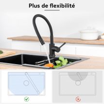Cecipa Max Mitigeur De Cuisine Flexible, Flexible Mitigeur Evier Avec Eau Chaude Et Froide, Noir - Bricoman