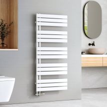 Emke Radiateur Sèche-serviettes À Eau Chaude - Panneau Plat Blanc Brillant - Raccordement Bas - 798 W, 1320 X 600 Mm - Bricoman