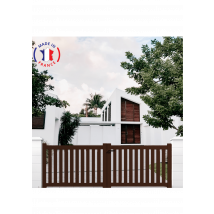 Portail Aluminium Battant Ajouré En Kit Dimensions L.3500 (entre Piliers) X H.1200 Mm Couleurs Marron (ral 1247) - Bricoman