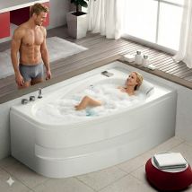 Baignoire Balnéo Asymétrique Kinédo Milonga 170x90 Tête Bain À Droite Sur Châssis Métallique - Bricoman