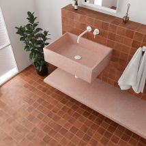 Carrelage Sol / Mur Effet Zellige Bejmat Terracotta Terre Cuite 10x10 Cm Mate Argile Cotto(vendu Par Boite De 0.50m2) - Bricoman