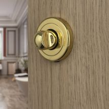 2 Rosaces De Poignée De Porte Rondes Avec Liseré Auréa Verrou De Condamnation, Laiton Doré Poli - Bricoman