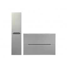 Mobile Lavabo Singolo Sospeso Con Colonna 80 Cm Grigio - Stefanie - Bricoman