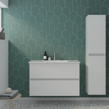 Pack Meuble De Salle De Bain Simple Vasque 80 Cm Burgbad Joline Blanc Mat + Colonne - Tecnomat