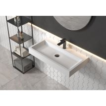 Bernstein - Vasque Moderne 80x42x10cm Lavabo En Fonte, Lave Main À Poser Sans Trou Pré-percé Robinet - Pb2143 - Bricoman
