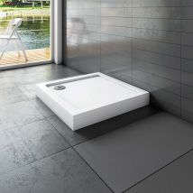 Receveur De Douche À L'Italien Blanc - L.70xl.70cm - Bac À Douche Extra Plat Avec Le Kit De Plinthe Et Pieds - En Résine - Carré - Bricoman