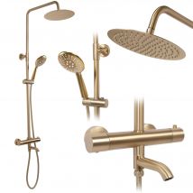 Colonne De Douche-baignoire Encastrée Rea Lungo Thermostat Brush Gold 45x26,5x117cm - Bricoman