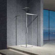 Grand Verre Cabine De Douche 80x80 Hauteur 185cm Avec Deux Portes Coulissantes Profilés Chromés - Bricoman