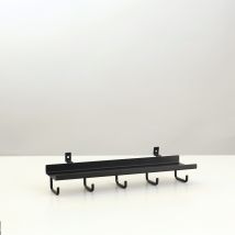 Étagère De Rangement Noire Avec 5 Crochets En Acier – Fixation Facile Sur Panneau Mural Acoustique, Vis Incluses De Nordic Acoustics - Tecnomat