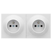 Prise Double Fontini Neo Evo, 16a 2p+t, Blanc Brillant, Abs, 3680w, Montage Apparent Ou Encastré, Garantie 10 Ans - Tecnomat