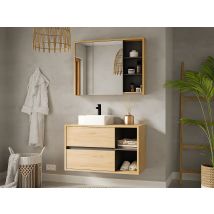 Armoire Murale De Salle De Bain Coloris Naturel - 100 Cm - Purnal - Tecnomat