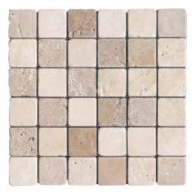 Mosaïque Travertin Blanc/marron 4,8x4,8 Cm (à L'Unité) - Ro'ma Nature - Bricoman