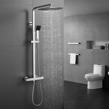 Auralum Max Colonnes De Douche Thermostatiques, Chrome Colonne De Douche Thermostatique 38oc Avec Douchette À Main, Hauteur Réglable - Eu Modèle -