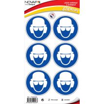 Planche 6 Pictogrammes Ø 80mm - Obligation De Porter Un Casque, Lunettes Et Casque Anti Bruit - 4240237 - Bricoman