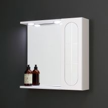 Miroir De Salle De Bain Blanc De 58 Cm, Armoire Murale Avec Porte En Aluminium Et Spots À Led - Bricoman
