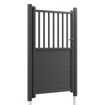 Portillon Aluminium Semi Ajouré Haut 160 X Larg 100 Cm - Gris 7016 - Vendu Avec 2 Poteaux - Bricoman