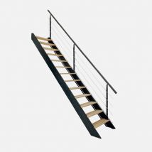 Escalier Droit Gris Anthracite Avec Garde-corps, Spark Kordo - Bricoman