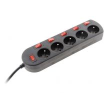 Multiprise Filaire, 5 Prises Noir - Bricoman