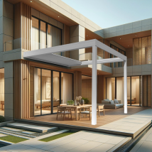 Pergola Rétractable Laska 3.50 X 3.542m Motorisé À Télécommande (armature : Blanc) - Bricoman