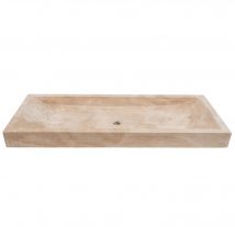 Vasque À Poser Rectangulaire Travertin Beige 120x45x10 Cm - Ro'ma Nature - Bricoman