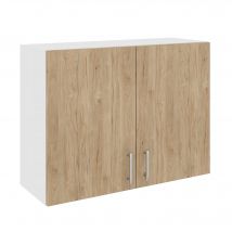 Meuble Haut Haaus Karo, 2 Portes, Bois Naturel/blanc, 80 X 30 X 60 Cm - Bricoman