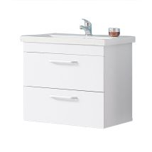 Meuble Suspendu Blanc Avec Deux Tiroirs, 58 X 38 X 50 Cm, Lavabo En Céramique - Bricoman