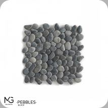 Mosaïque De Galets De Mer Naturels 30x30cm | Pebbles Black | (boîte De 11 Mailles = 1m2) - Bricoman