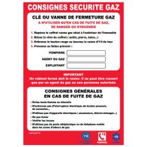 Panneau Consignes Sécurité Gaz - Rigide A4 210x297mm - 4600963 - Tecnomat