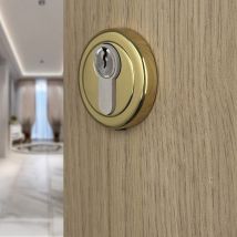 2 Rosaces De Poignée De Porte Rondes Avec Liseré Auréa Trou De Cylindre, Laiton Doré Poli - Bricoman