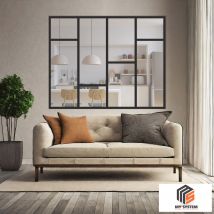 Verriere Loft 4 Sections - L X H : 180 X 150 Cm - Laqué Noir 9005 Granité - Vitrages Inclus - Bricoman